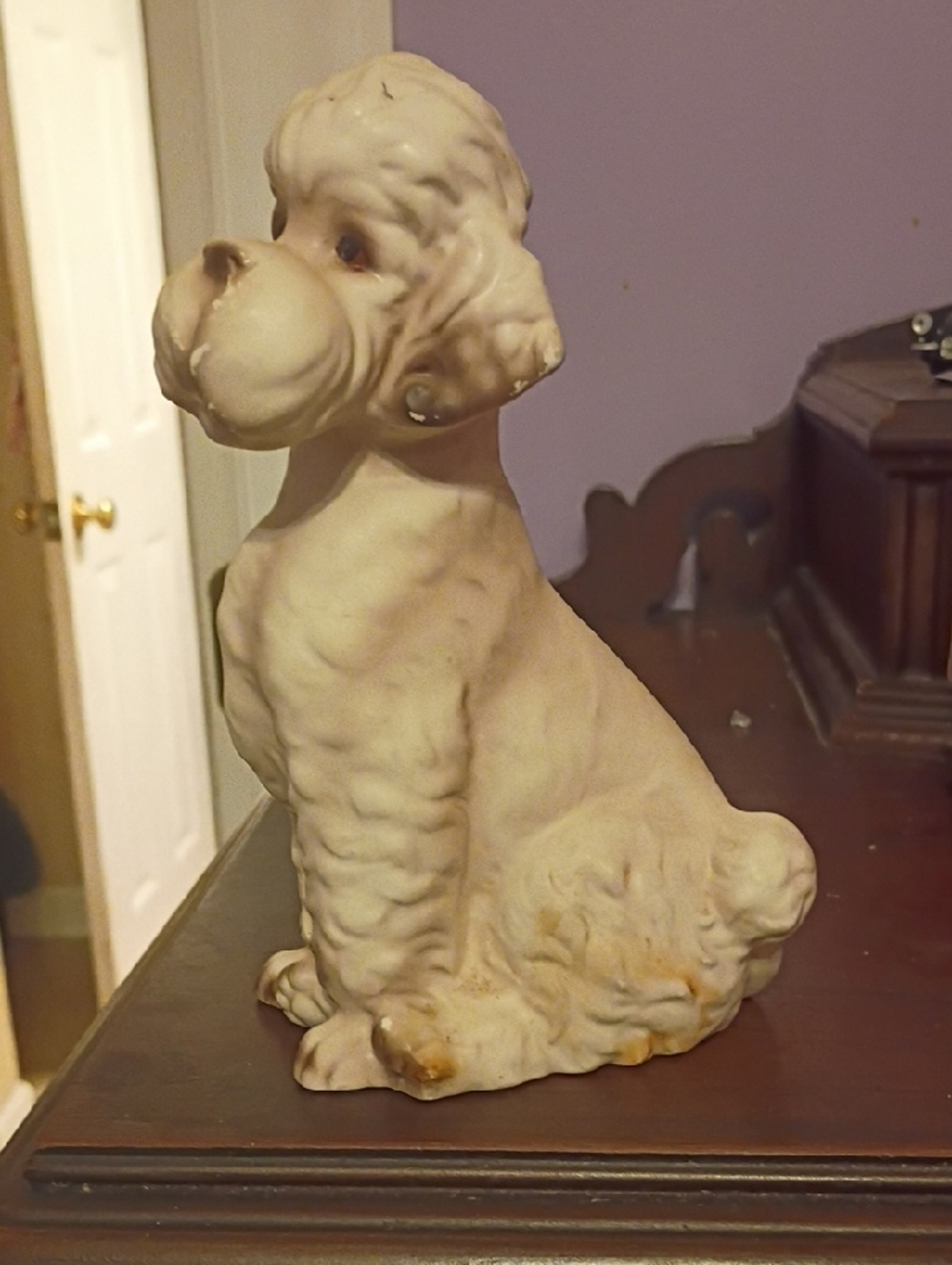 Vintage Cream Ceramic Poodle Dog Figurine - Decorative Pet Statue